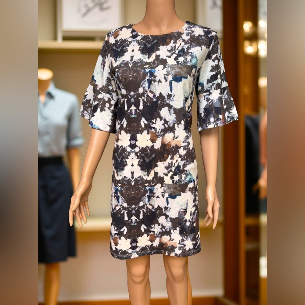 Fig A-line Floral Dress Bell Sleeves Medium